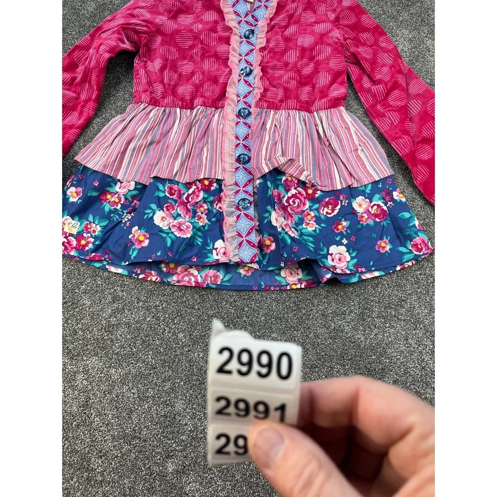 Wildflowers Matilda Jane Mixed Print Velvet Floral Tiered Tunic Dress Girls 10